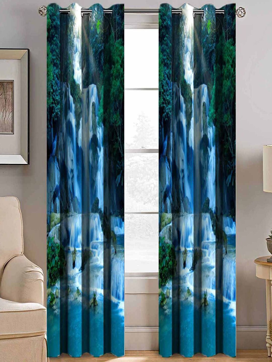 BELLA TRUE Blue & Green Set of 2 Room Darkening Door Curtain-picture-32