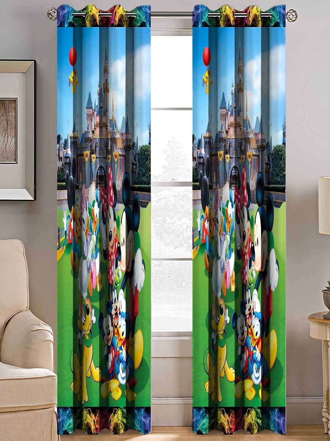 BELLA TRUE Green & Blue Set of 2 Quirky Room Darkening Window-picture-36