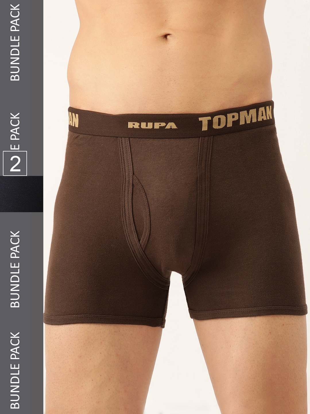 Buy Rupa Rupa Men Pack Of 2 Cotton Trunks- TOPMAN Interlock DRAWER  (OE)Navy&Choclat-95 at Redfynd