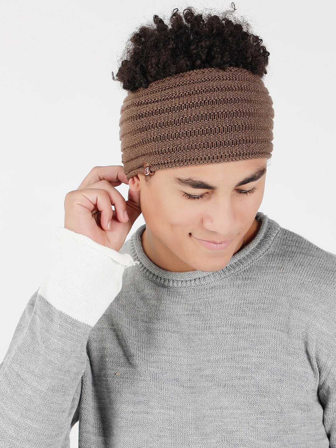 Bharatasya Solid Knitted Woollen Headband Earwarmer-picture-7