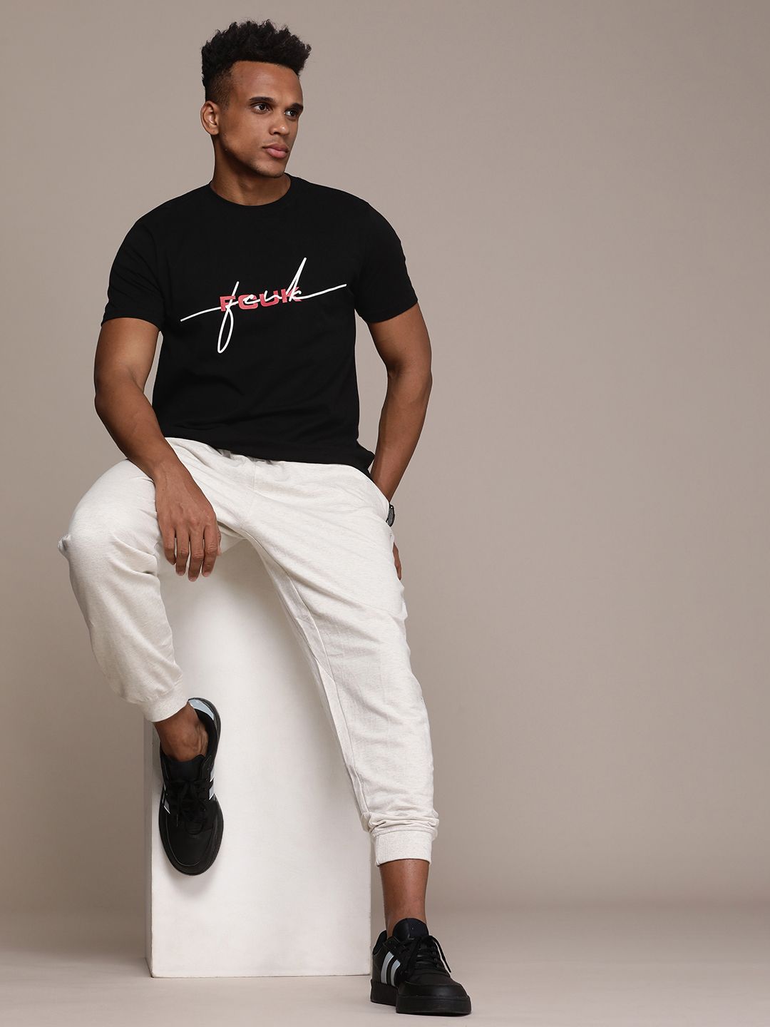 FCUK Brand Logo Printed Pure Cotton T-shirt-picture-29