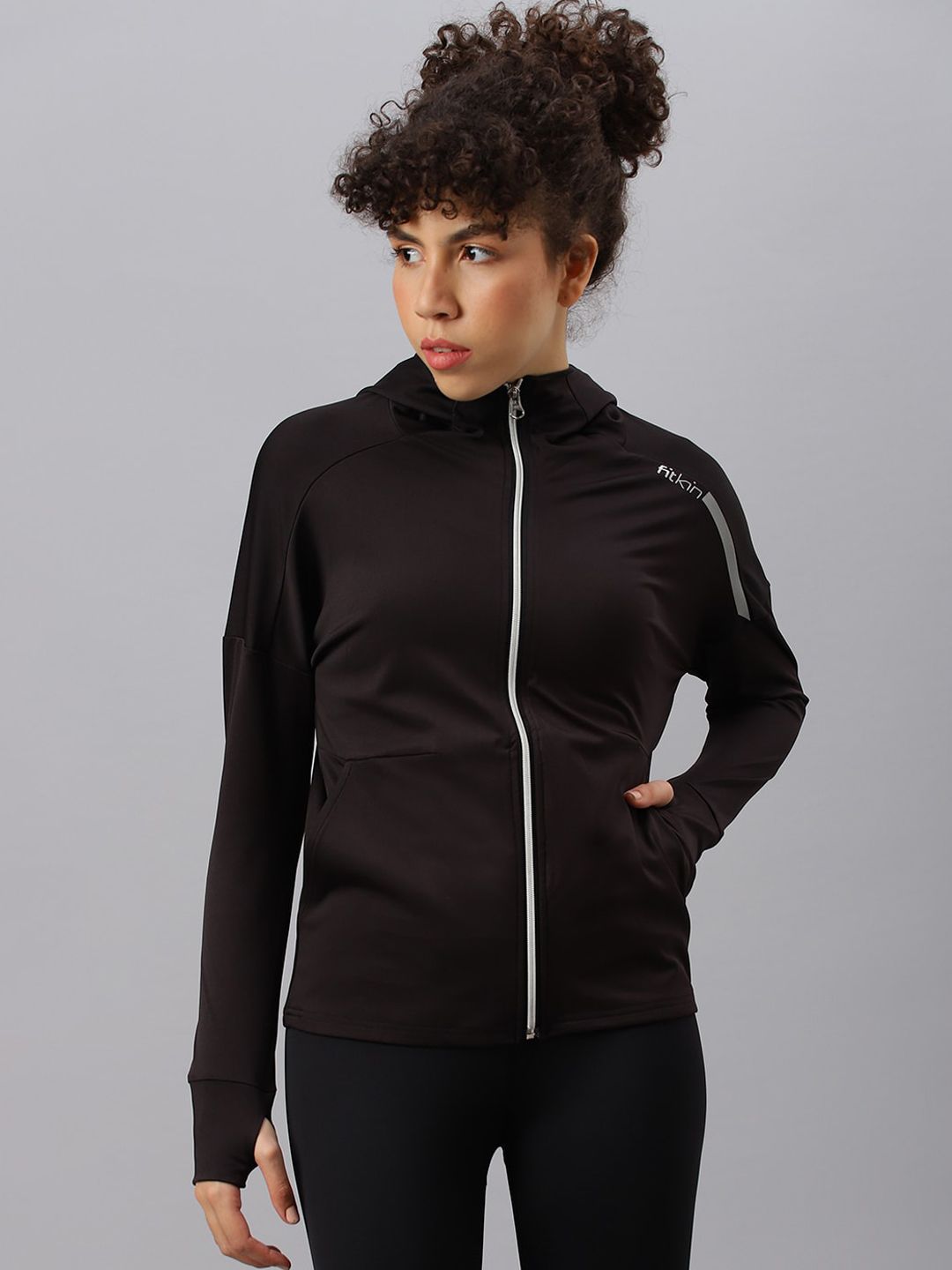 Fitkin Women Typography Lightweight Training or Gym Sporty Jacket