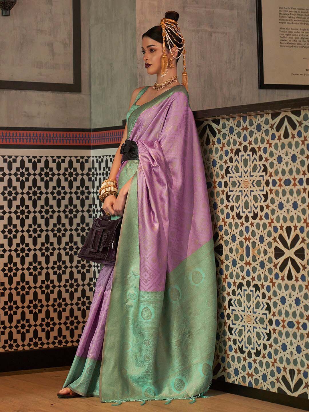 Saree mall Striped Woven Design Zari Silk Saree main image 0