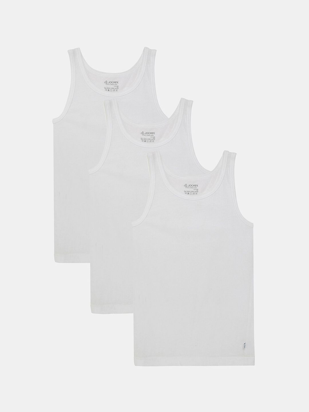 Jockey Boys Pack Of 3 Super Combed Cotton Sleeveless Vest - 3320