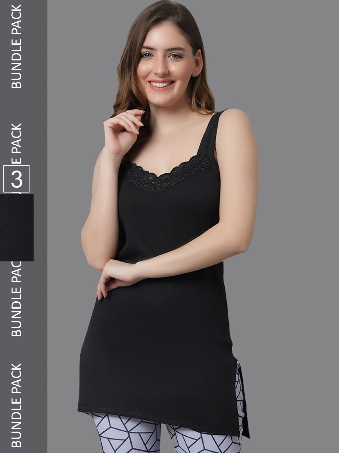 KEX Women Pack Of 3 Cotton Longline Camisoles-picture-18