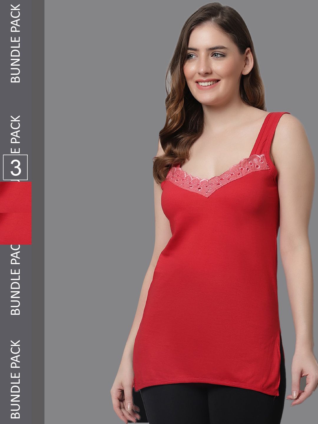 KEX Women Pack Of 3 Cotton Longline Camisoles-picture-39