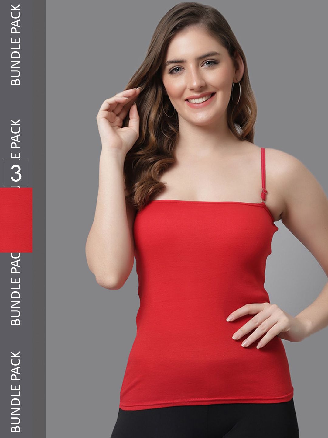 KEX Women Pack Of 3 Non Padded Pure Cotton Camisole-image-33