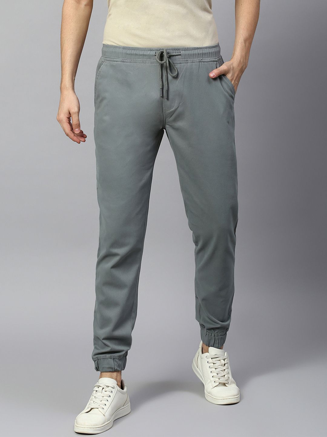 Buy Dennis Lingo Men Grey Tapered Fit Cotton Cargo Joggers