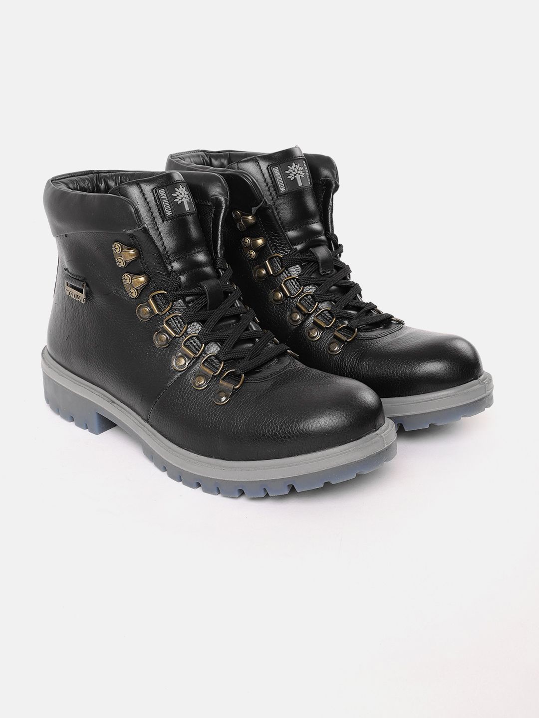 Woodland leather hot sale boots black