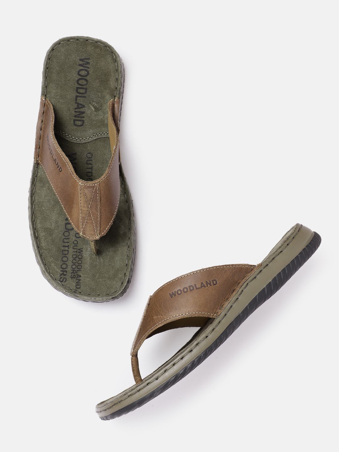 Woodland Men Leather Comfort Sandals-picture-33