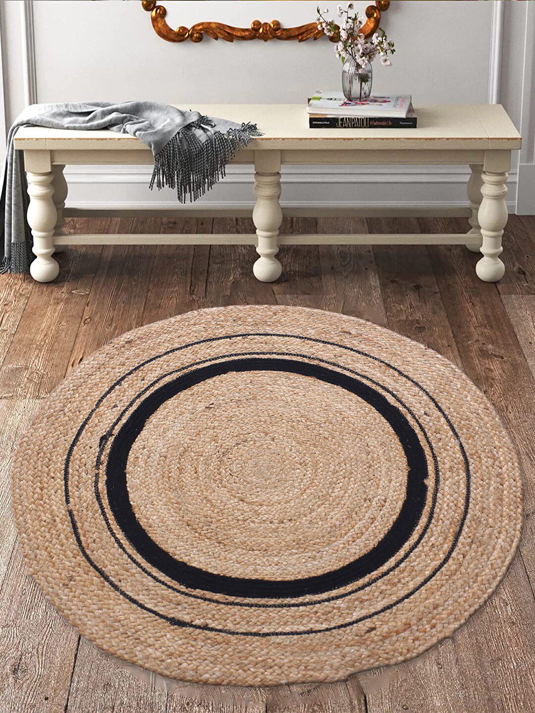 Kuber Industries Anti-Skid Circular Shaped Jute & Cotton Carpets-picture-11