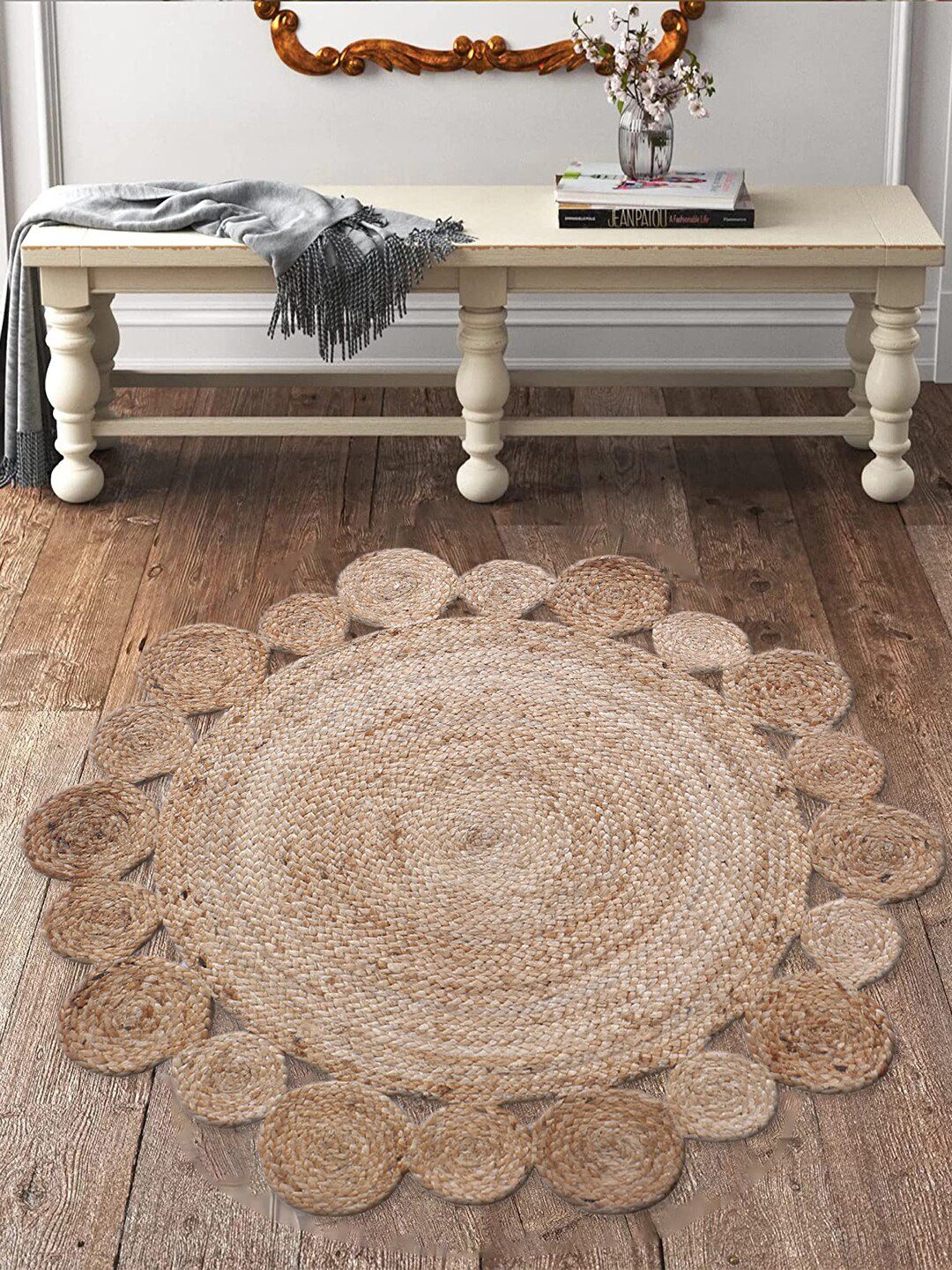 Kuber Industries Brown Hand Woven Round Shape Anti-Skid Carpets-picture-14
