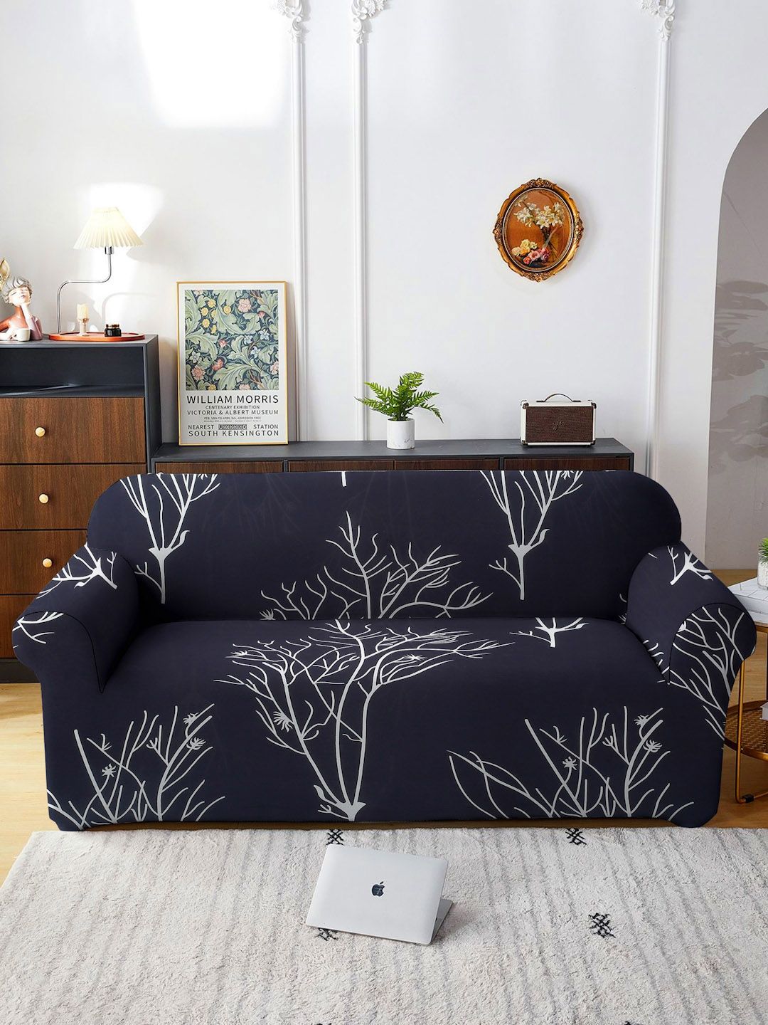 Cortina Black Quirky Printed 3-Seater Sofa Cover-image-9