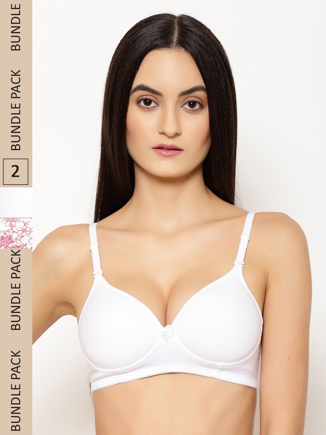 Floret Pack of 2 Floral Lightly Padded Bra T1710_White-Floral White_32B