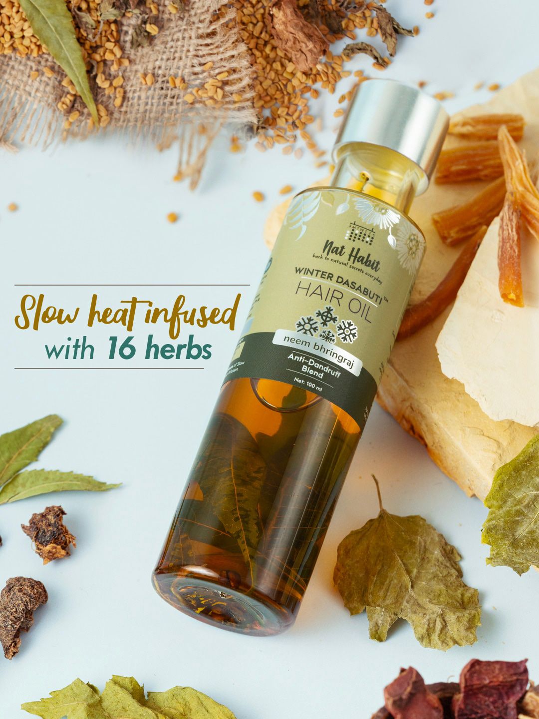 Nat Habit Neem Bhringraj Winter Dasabuti Hair Oil for Anti Dandruff - 100 ml-picture-11