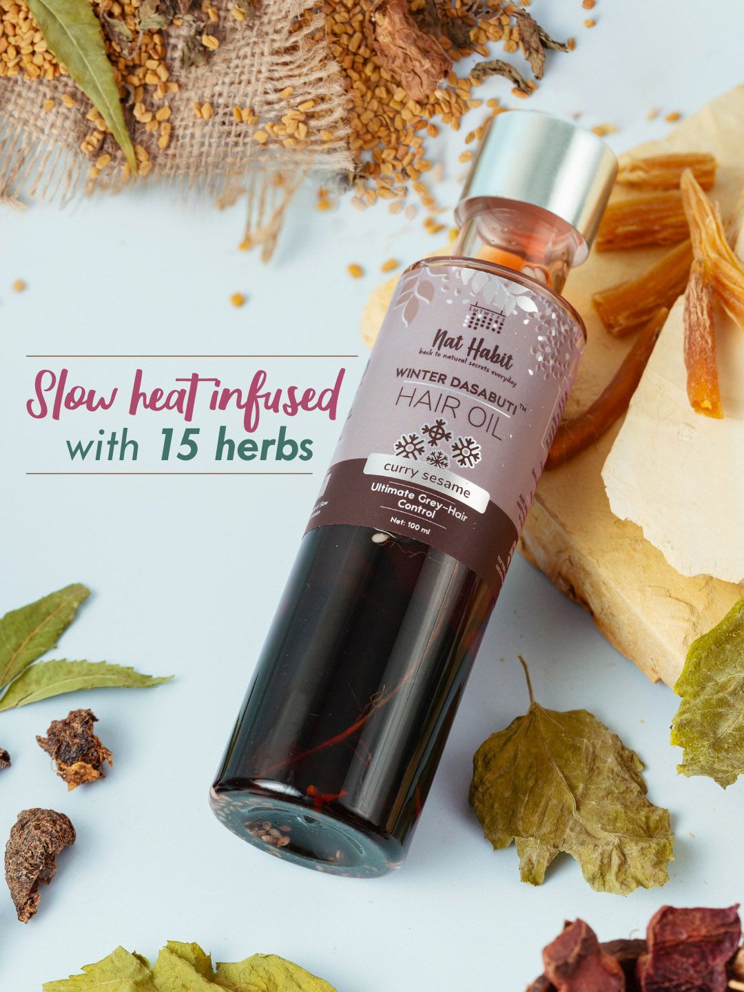Nat Habit Curry Sesame Winter Dasabuti Hair Oil For Grey-Hair Control - 100ml-picture-32