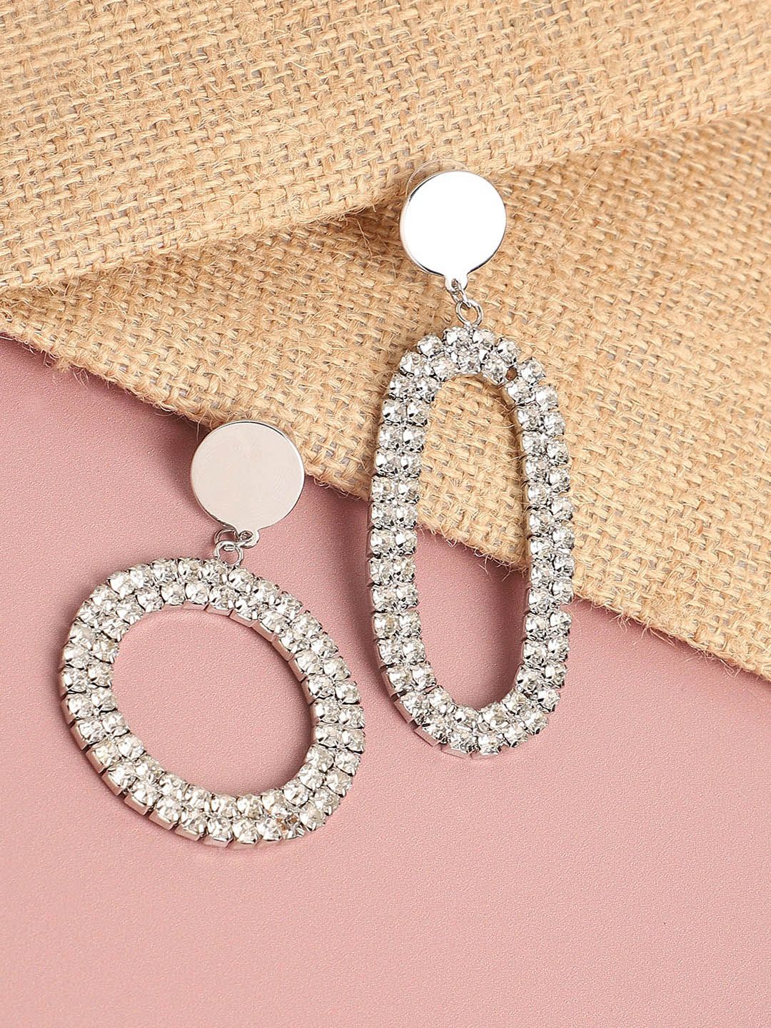 SOHI Gold Plated Contemporary Drop Earrings-image-46