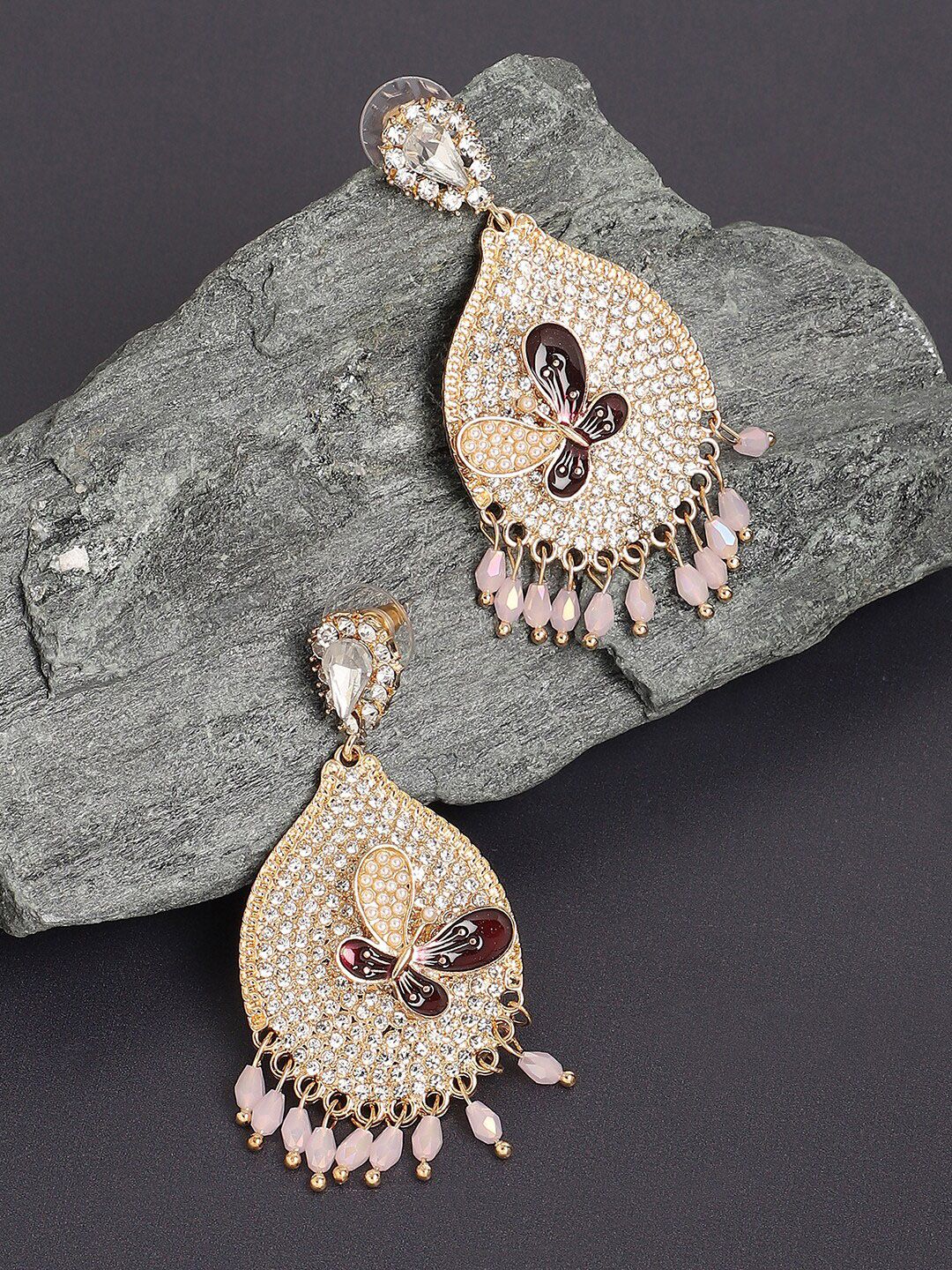 SOHI Gold-Plated Contemporary Drop Earrings-image-27