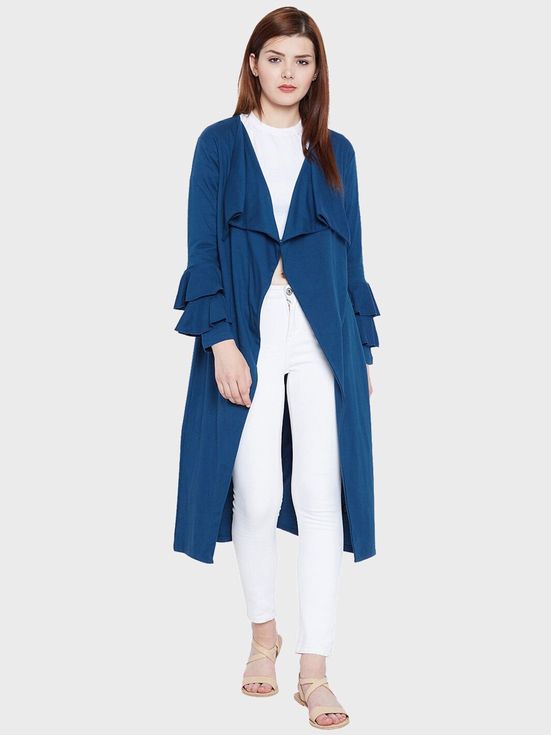 Hypernation Women Pure Cotton Solid Longline Shrug-picture-10