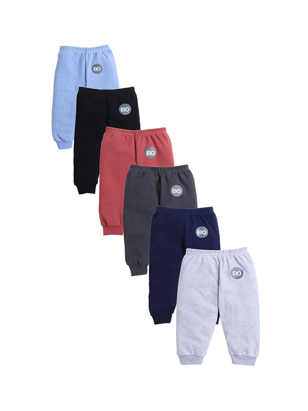EIO Kids Pack of 6 Solid Cotton Track Pants-picture-54