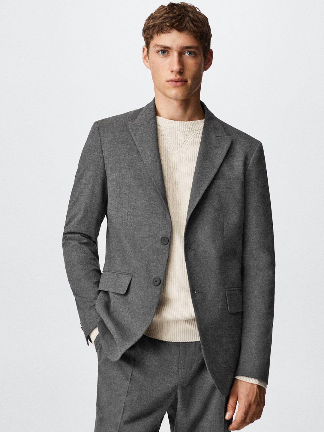 Mango Mens Grey Blazer | sincovaga.com.br