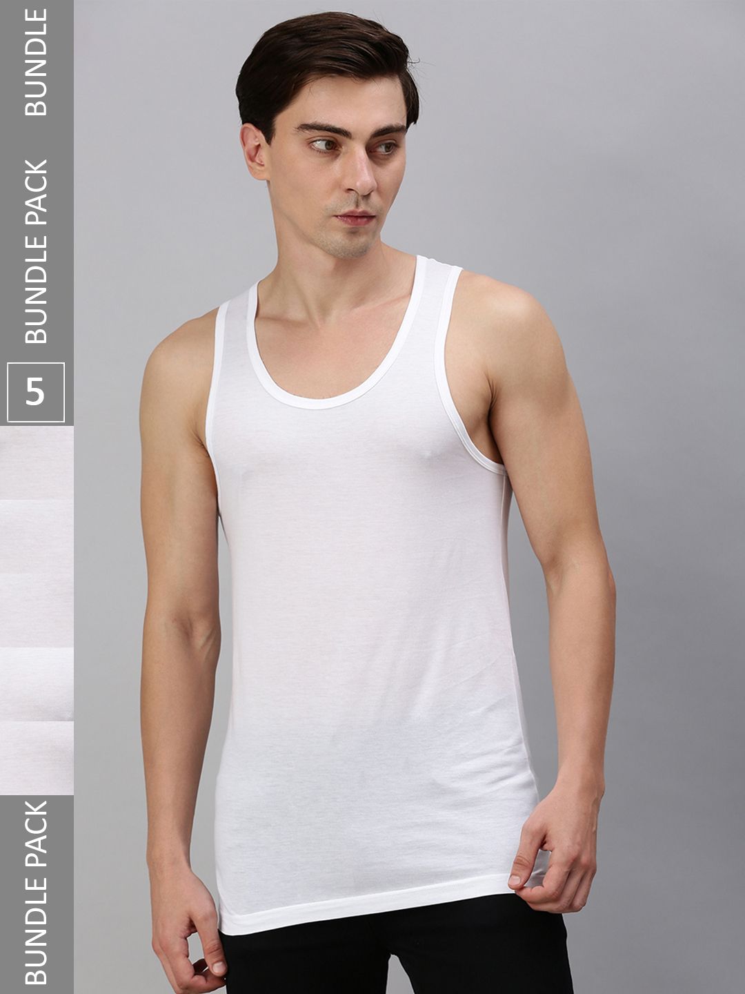 ONN Men Pack Of 5 Pure Cotton Innerwear Vests-picture-35