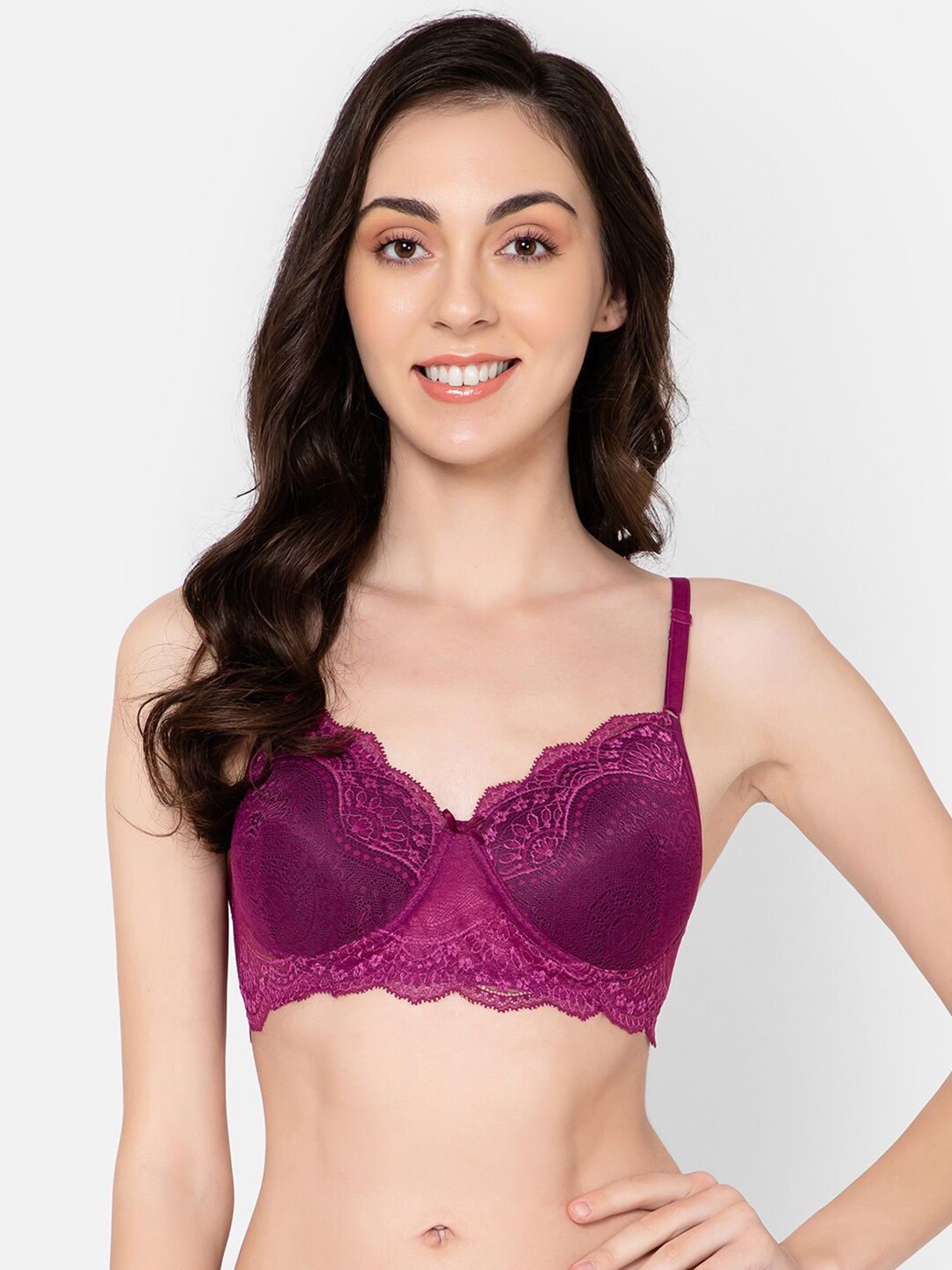 Clovia Purple Floral Lightly Padded Bra