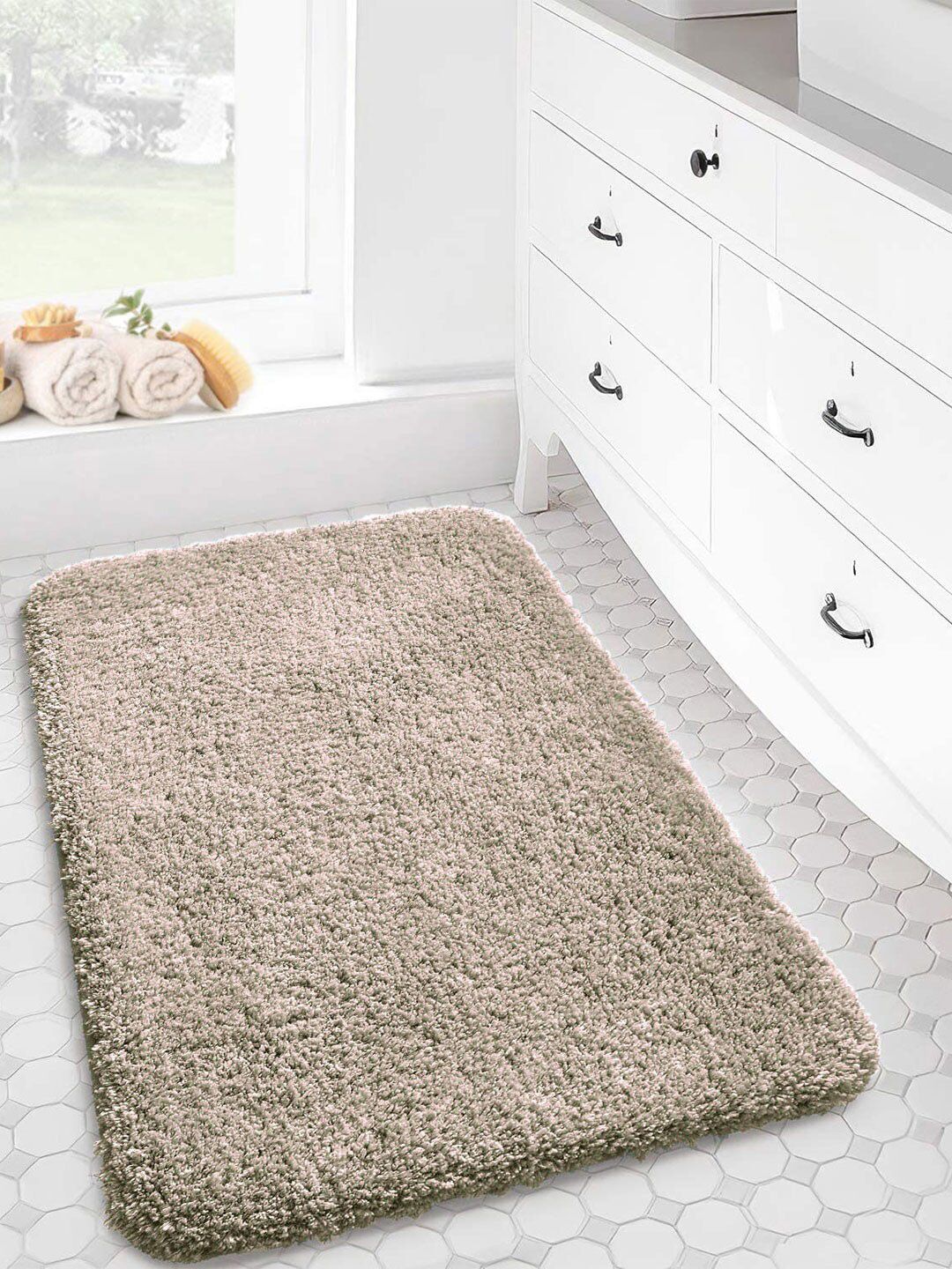 LUXEHOME INTERNATIONAL Vegas Beige Textured Ultra Soft Microfibre 2800 GSM Bath Rugs-picture-31