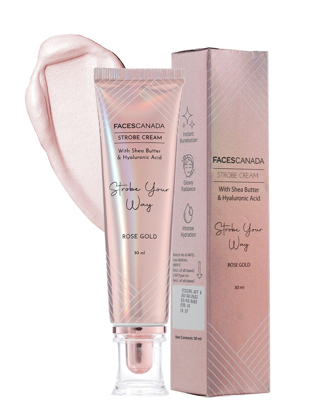 FACES CANADA Strobe Your Way Strobe Cream with Shea Butter & HA 30 ml - Rose Gold-picture-30