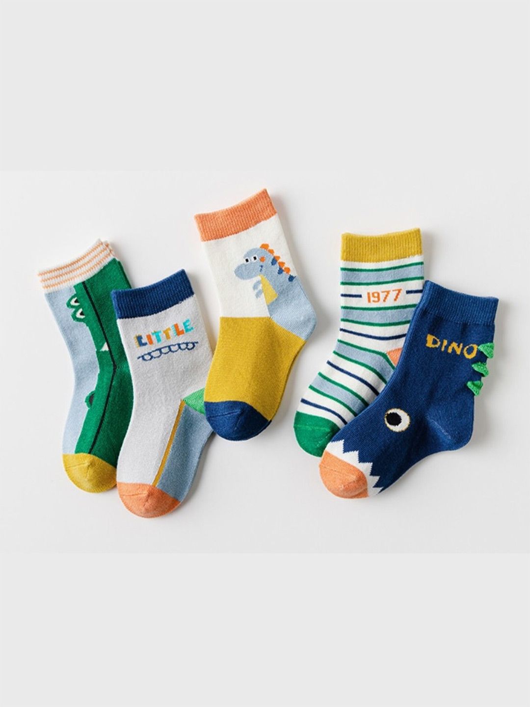 EL REGALO Kids Pack Of 5 Patterned Calf-Length Socks-image-20