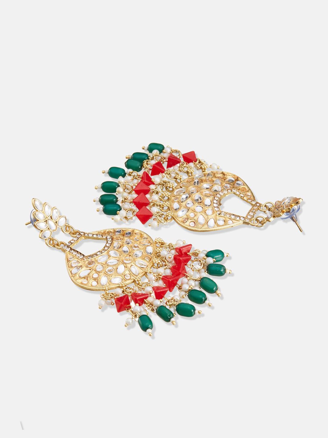 ATIBELLE Kundan Studded Gold-Plated Chandbalis Earrings