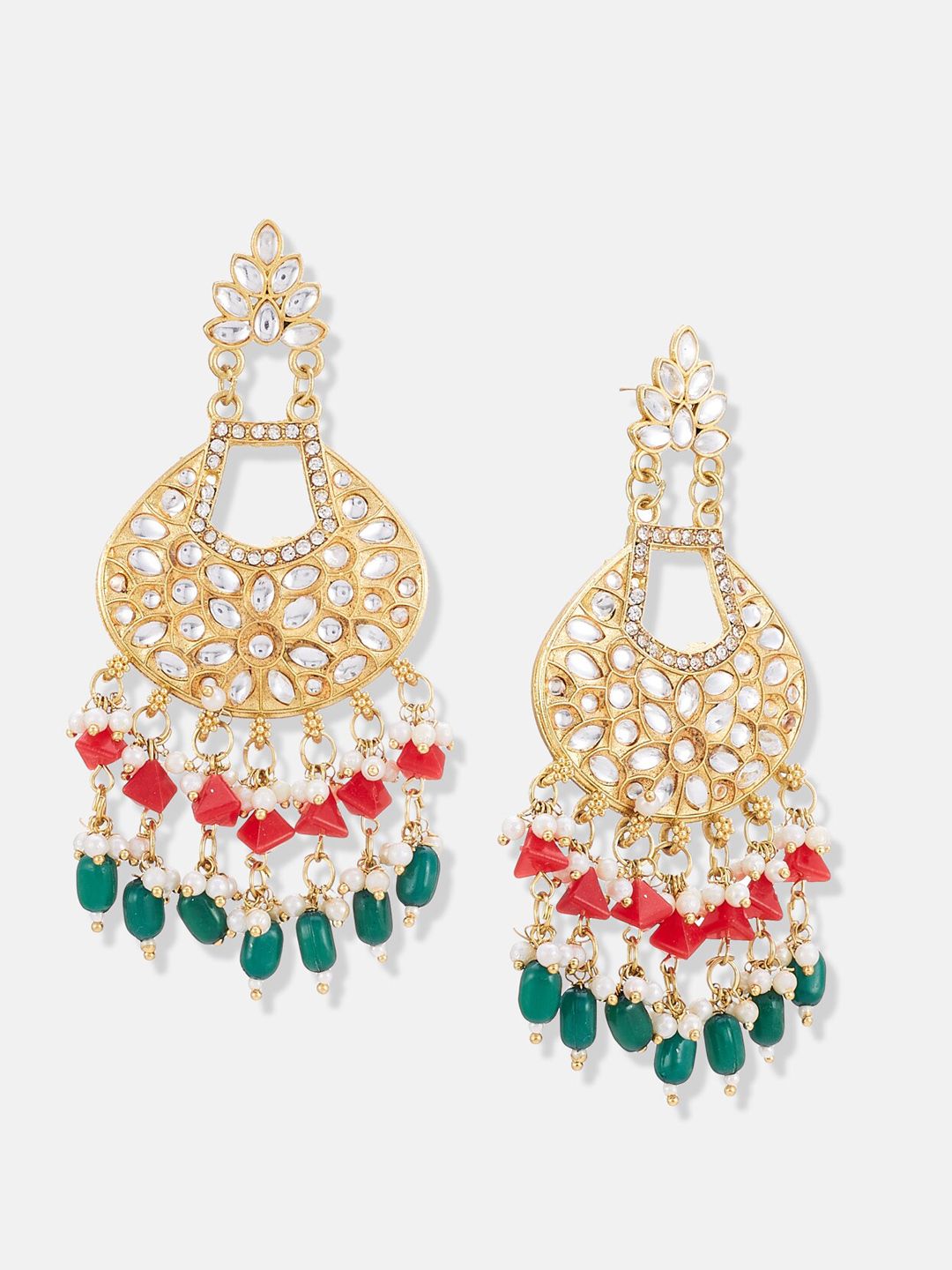 ATIBELLE Kundan Studded Gold-Plated Chandbalis Earrings