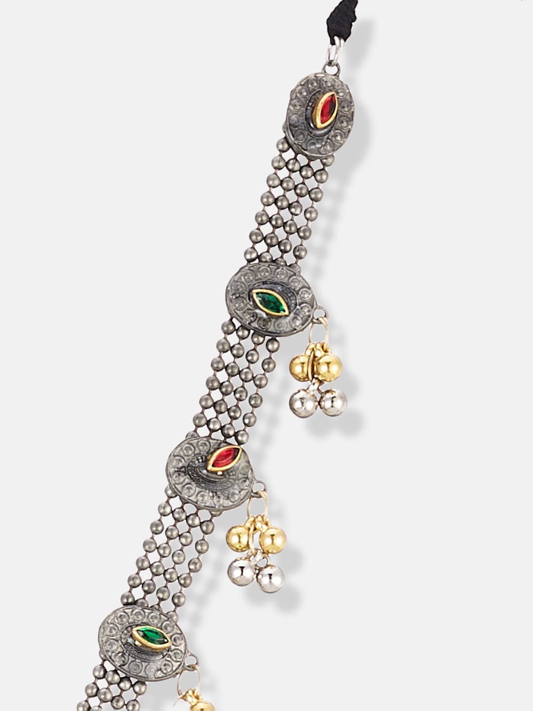 ATIBELLE Silver-Plated Stone-Studded & Pearl Beaded Jewellery Set