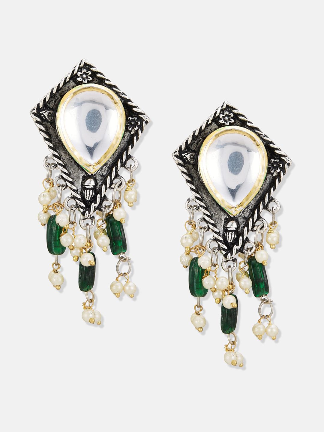 ATIBELLE Woman Silver-Plated Kundan-Studded & Pearl Beaded Jewellery Set