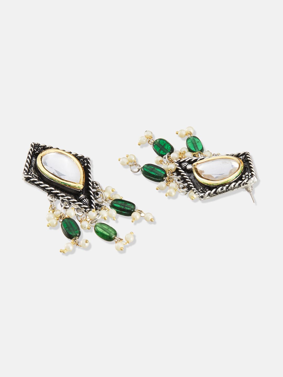 ATIBELLE Woman Silver-Plated Kundan-Studded & Pearl Beaded Jewellery Set