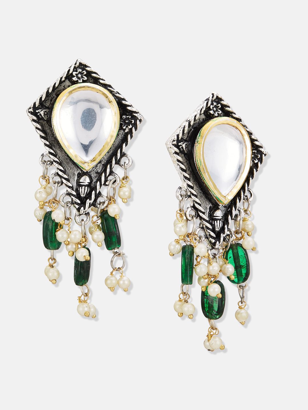 ATIBELLE Woman Silver-Plated Kundan-Studded & Pearl Beaded Jewellery Set