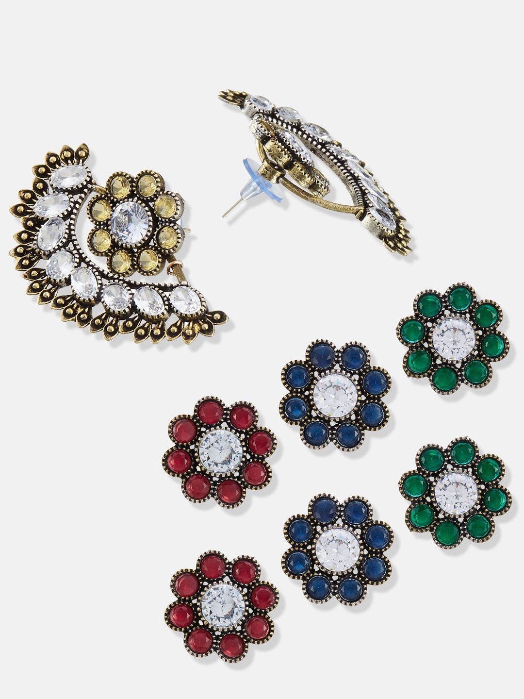 ATIBELLE Silver-Plated Floral Drop Earrings