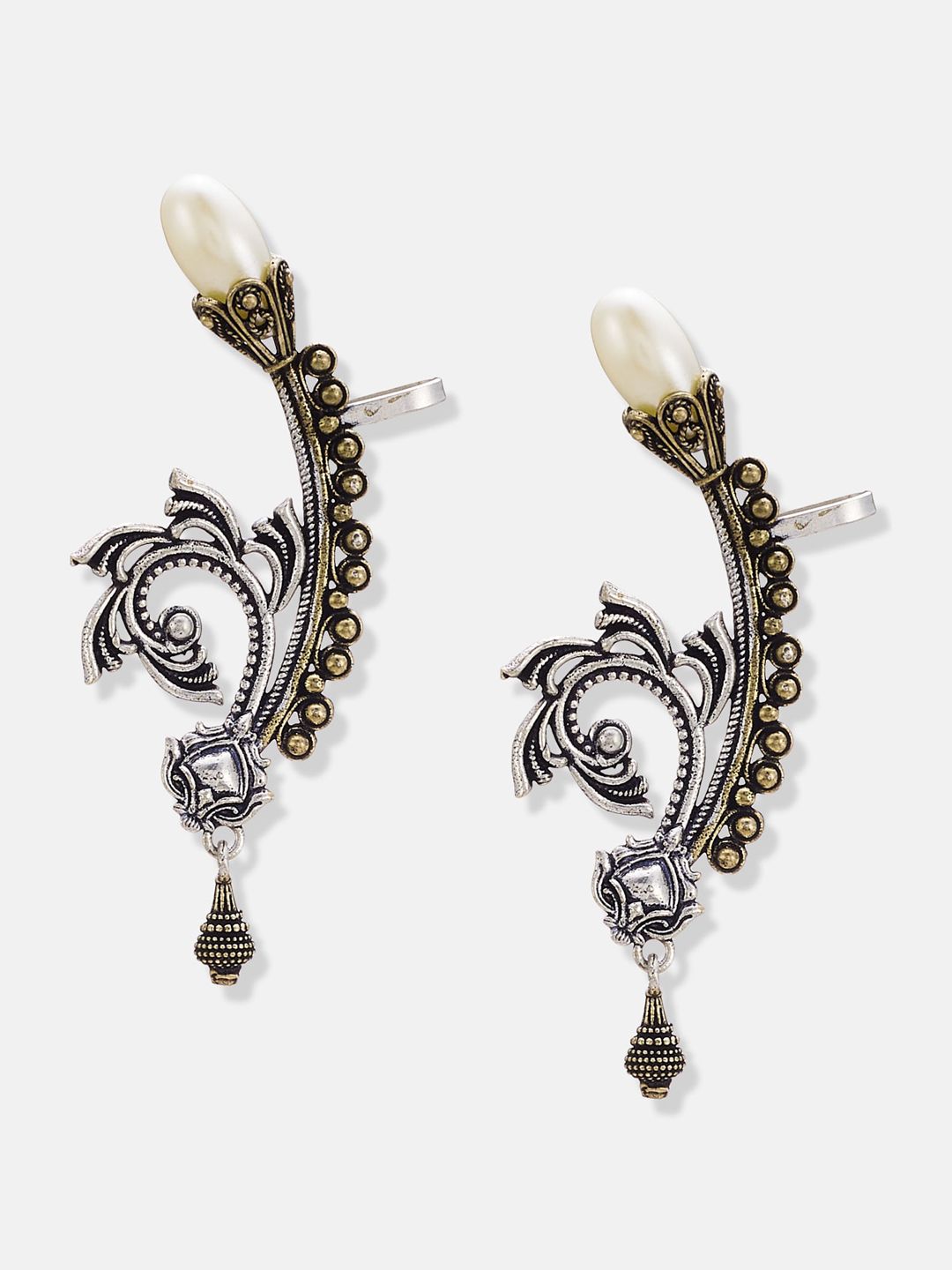 ATIBELLE Silver-Plated Contemporary Ear Cuff Earrings