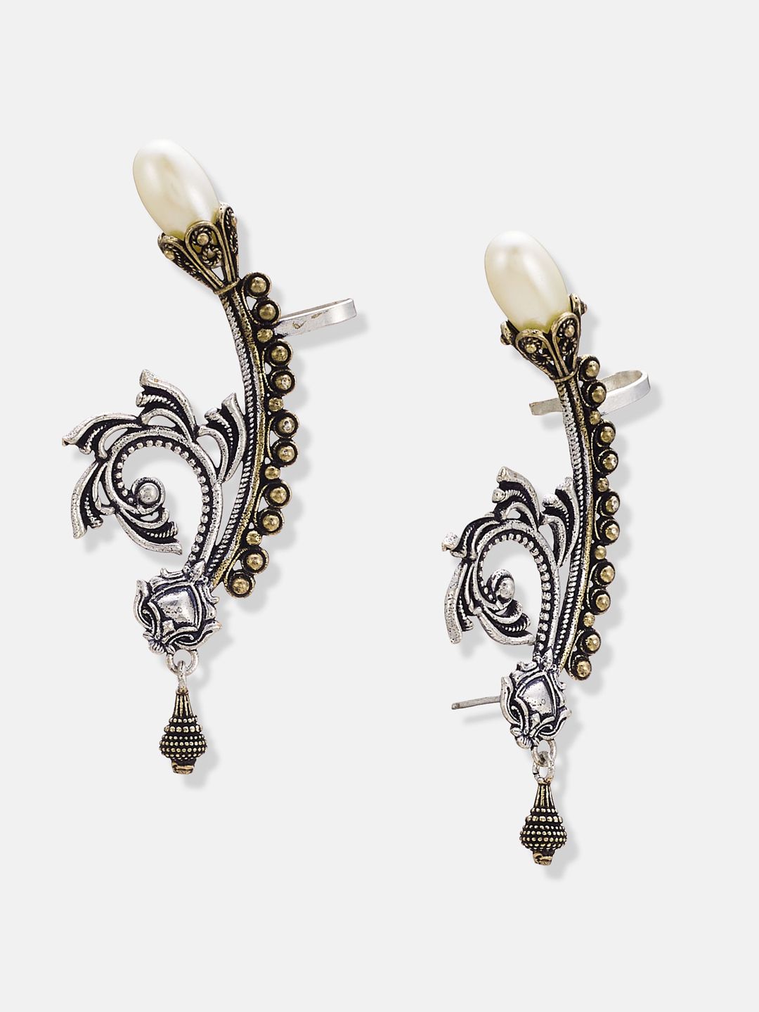 ATIBELLE Silver-Plated Contemporary Ear Cuff Earrings