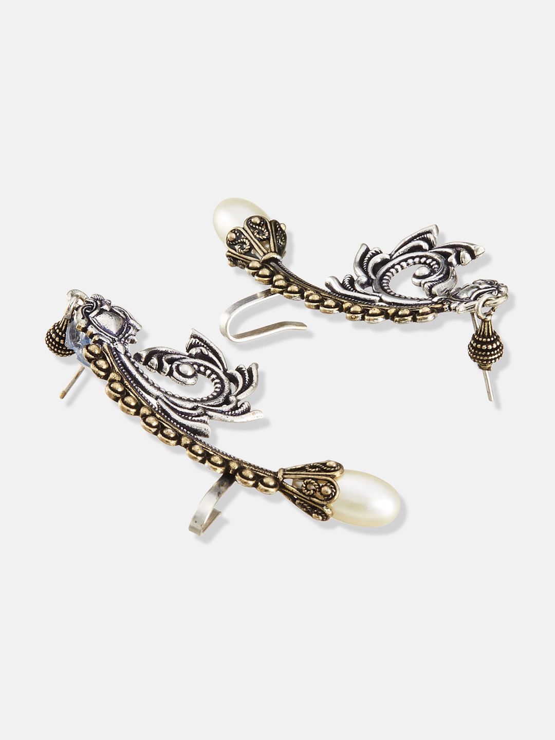 ATIBELLE Silver-Plated Contemporary Ear Cuff Earrings