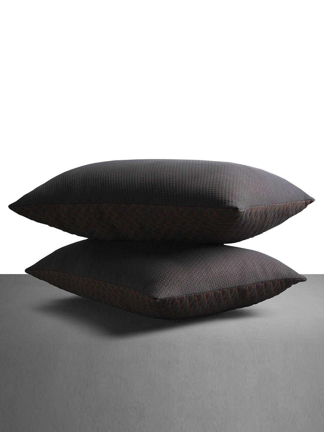 LA VERNE Set Of 2 Brown Embossed Rectangular Sleeping Pillows-image-5