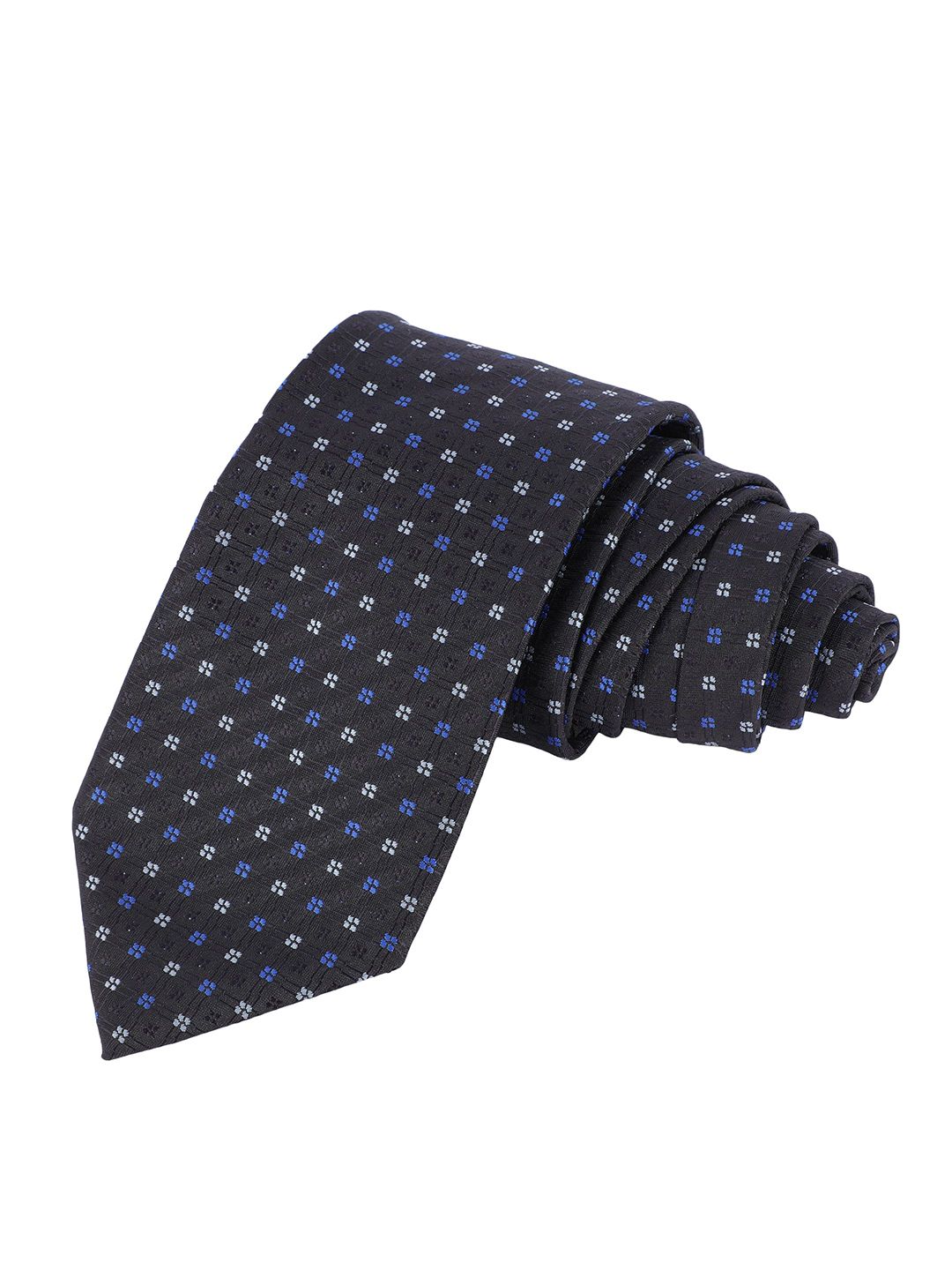 Alvaro Castagnino Men Black & Blue Woven Design Skinny Tie-picture-54