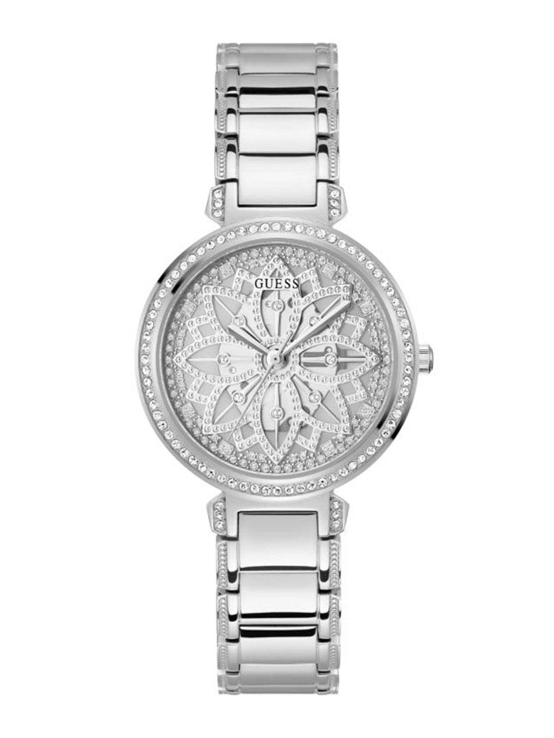 GUESS Women Embellished Dial & Stainless Steel Bracelet Style Straps Analogue Watch-picture-40
