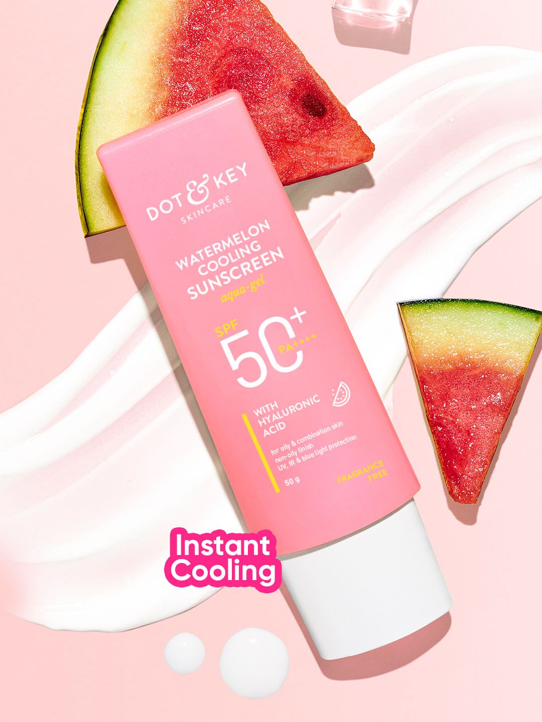DOT & KEY Watermelon Hyaluronic SPF 50 PA+++ Dewy & 100% No White Cast Sunscreen - 50g