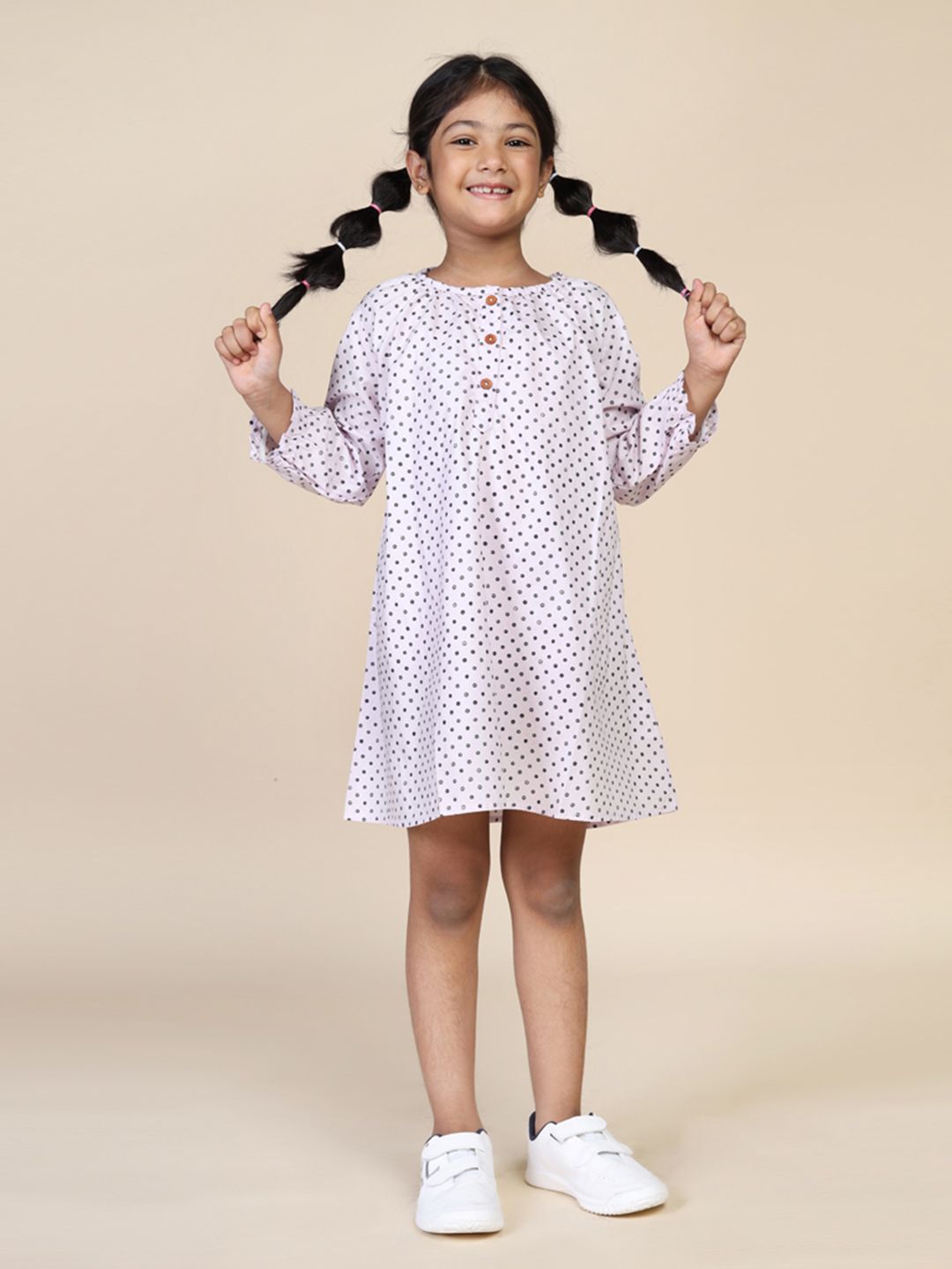 Biglilpeople Girls Polka Dots Printed Pure Cotton Nightdress-image-27