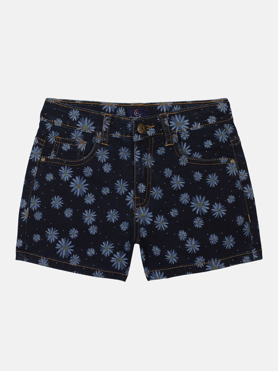 KiddoPanti Girls Floral Printed Denim Shorts-picture-26