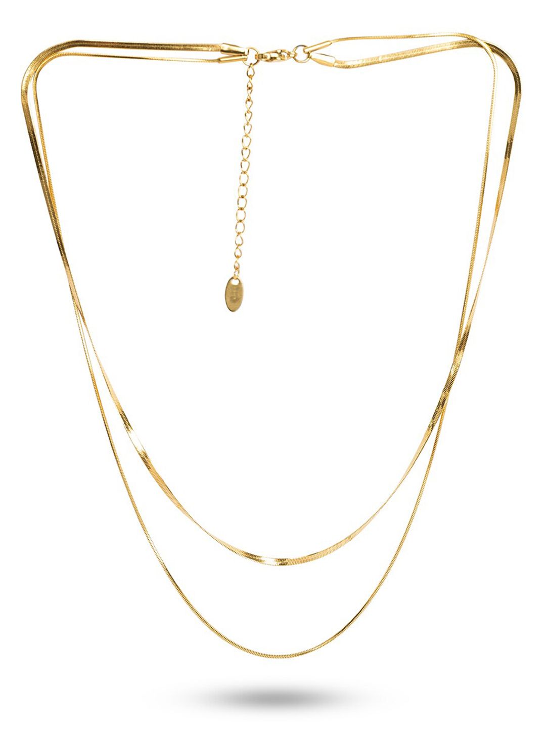 PALMONAS 18k Gold Plated Plain Chain Two Layer Necklace-picture-13