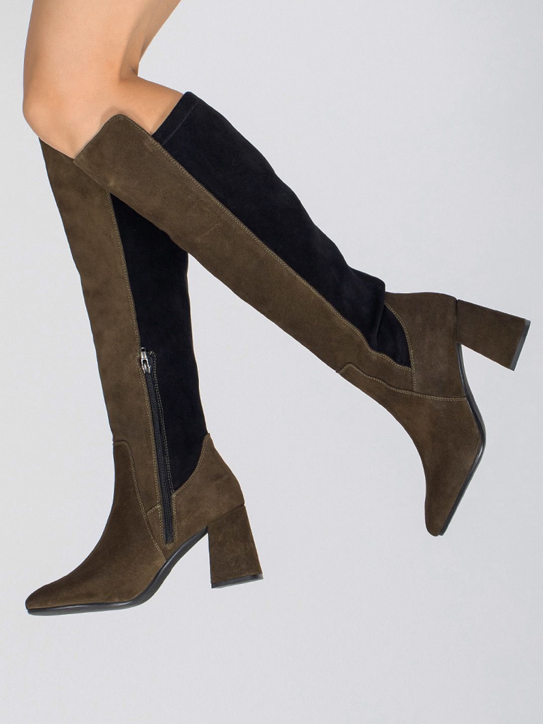 Saint G Women Colourblocked High-Top Leather Regular Boots-image-17