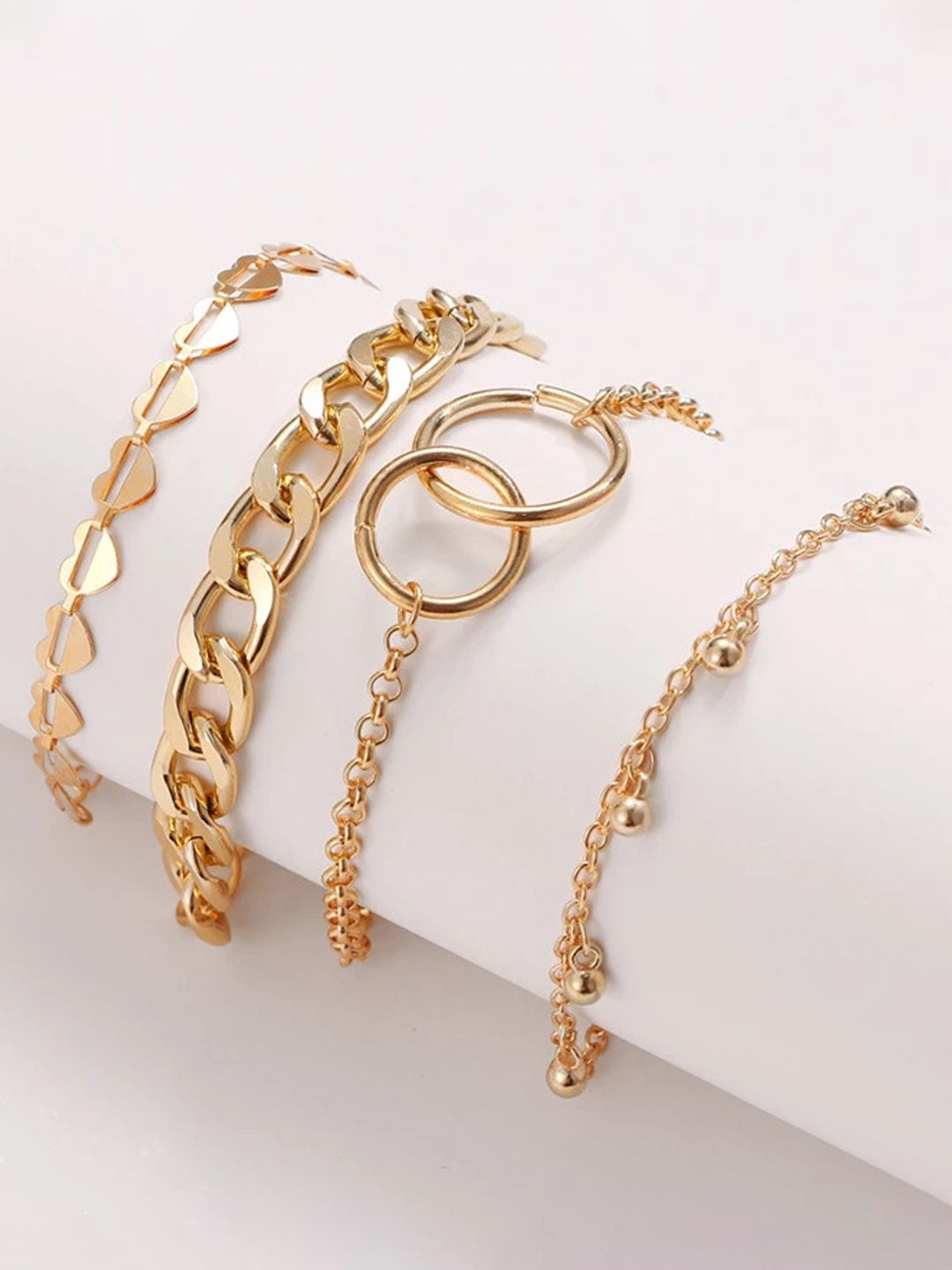 Jewels Galaxy Women 4 Gold-Toned Gold-Plated Link Bracelet-picture-33