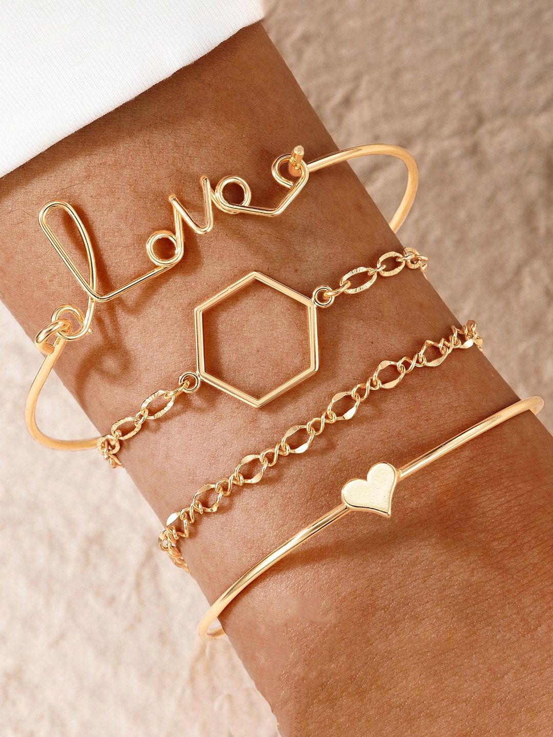 Jewels Galaxy Women 4 Gold-Toned Gold-Plated Link Bracelet-picture-15